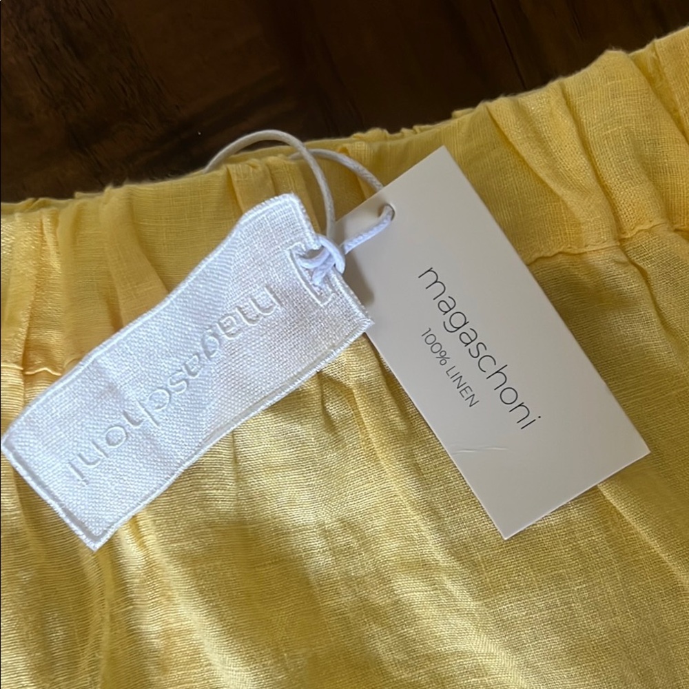 Magaschoni Yellow High Waist Eyelet Shorts - Picture 7 of 8